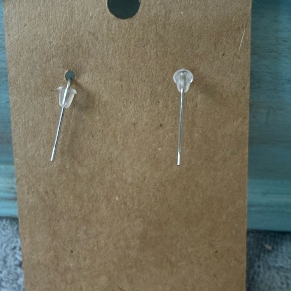 Vintage Glass Art Deco Ball Drop Dangle Blue Metallic Earrings - Picture 5 of 6